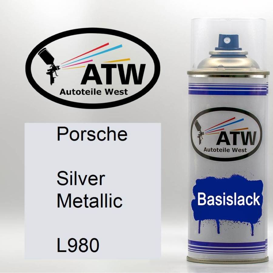 Porsche, Silver Metallic, L980: 400ml Sprühdose, von ATW Autoteile West.